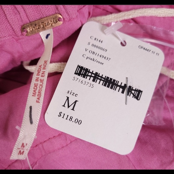 NEW Free People Pleated Maxi dress pink sz M - Picture 5 of 6